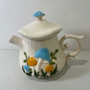 Vintage Arnels‎ Mushroom Teapot Ceramic Retro Hand Painted Cottagecore 1970s